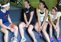 Madeline Perry entertains a group of Luzern juniors