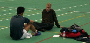 Thierry and coach Franck Carlino in Manchester '05